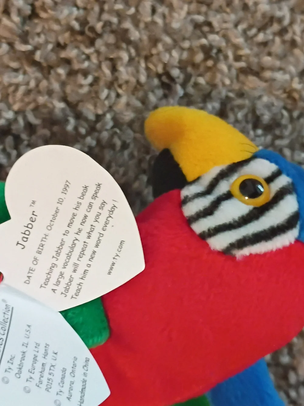 TY Jabber Multicolor Parrot Plush Toy - Red